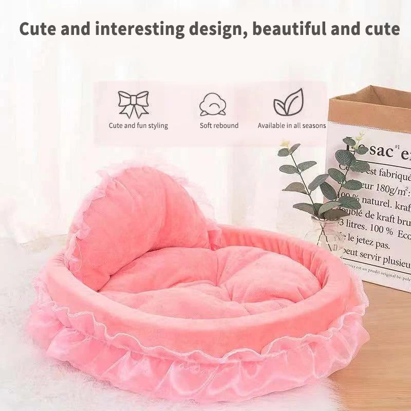 PFW Princess Style Lace Pet Bed – Detachable & Soft